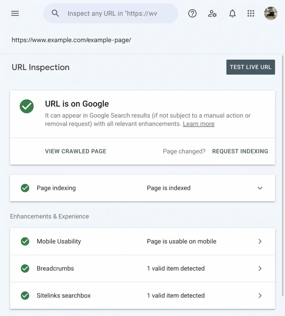 Inspeksi URL Google Search Console