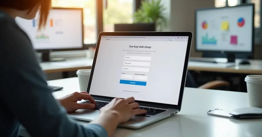 Berapa Banyak Field yang Ideal untuk Form Kontak B2B Anda? Login di laptop kantor