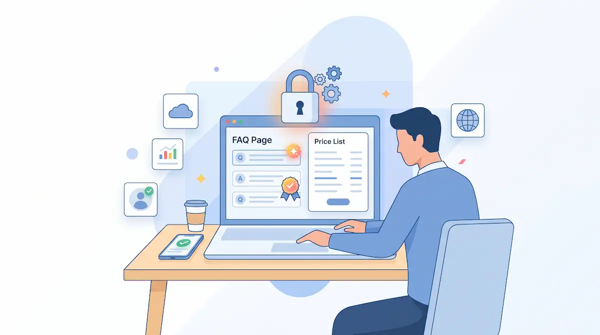 Pria bekerja dengan daftar harga