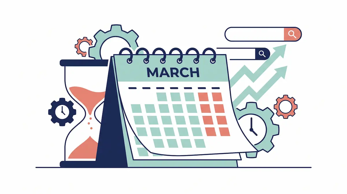 Kalender, jam pasir, dan grafik