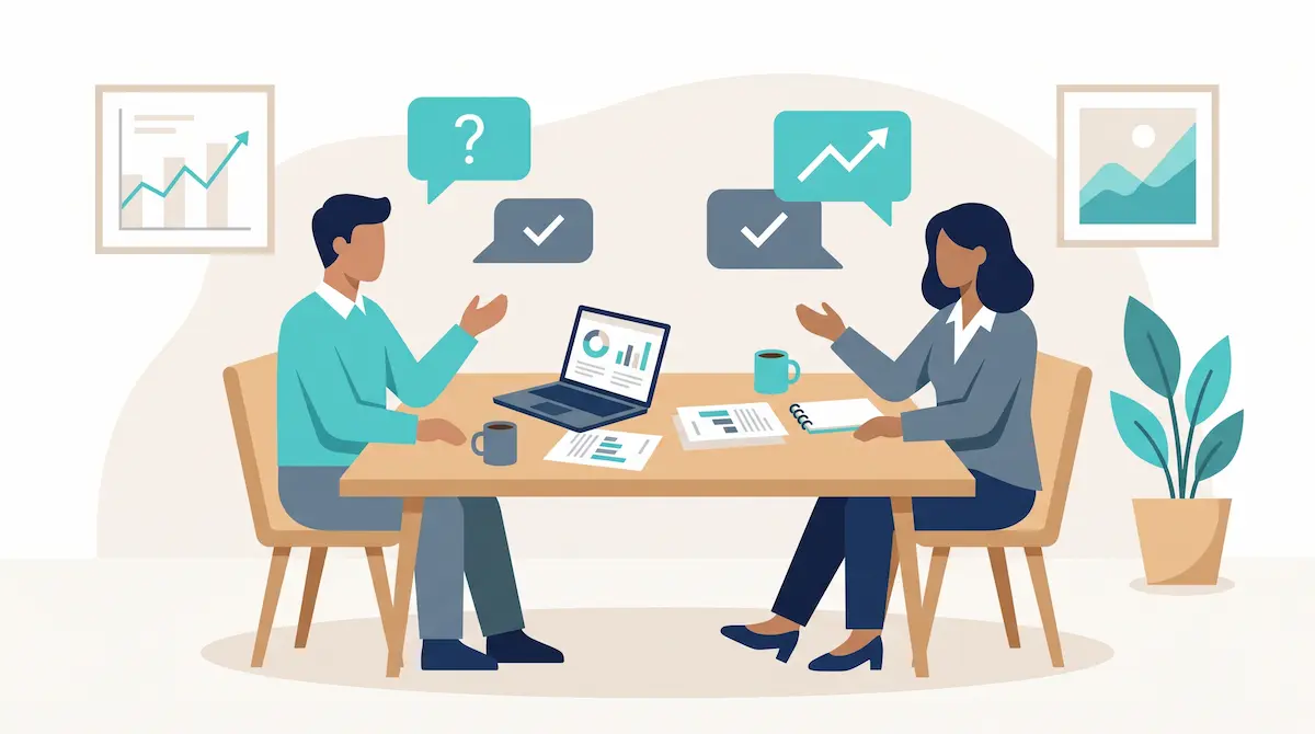 Dua orang rapat diskusi bisnis
