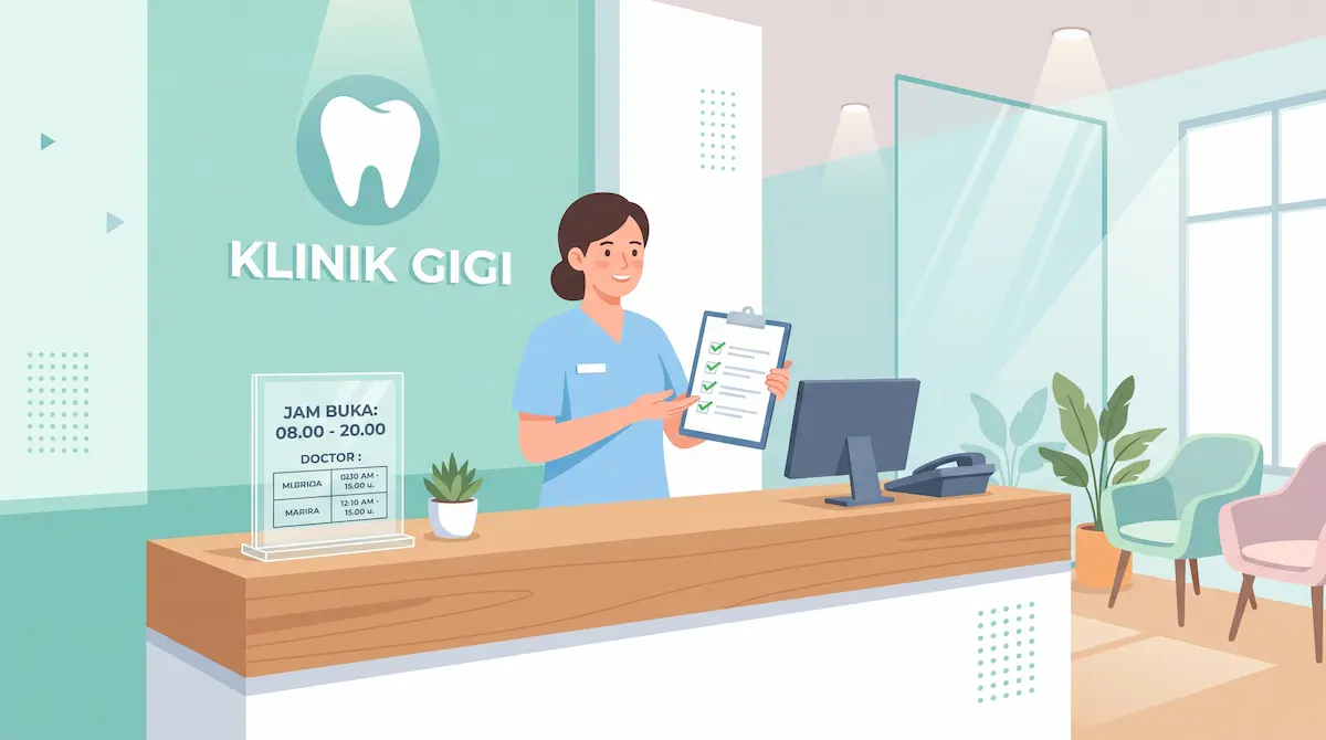 Wanita di resepsionis klinik gigi