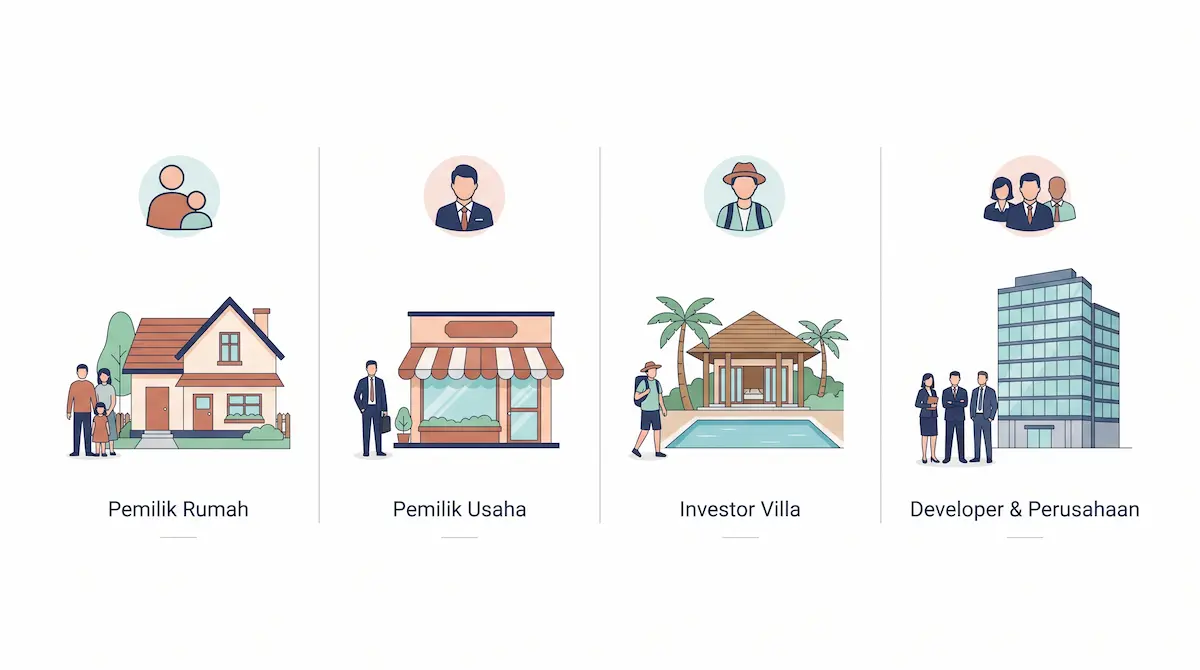 Keluarga pemilik rumah usaha villa