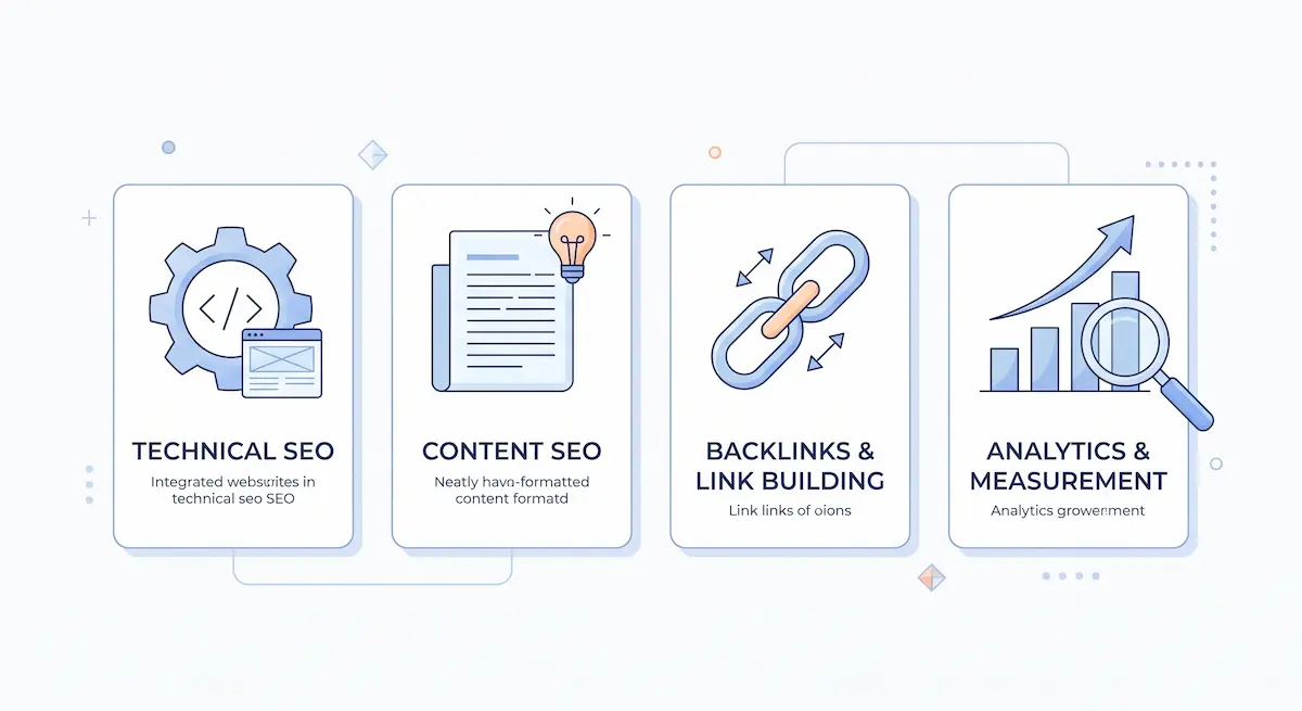 Diagrama SEO: teknis, konten, tautan