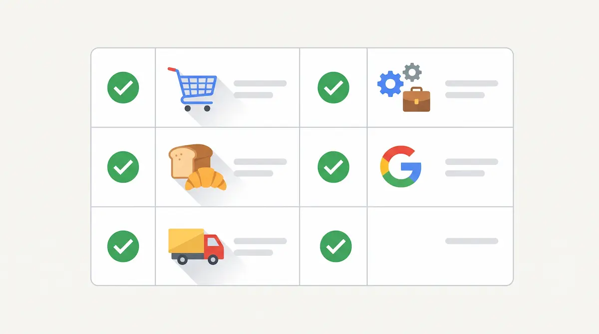 Checklist ikon belanja dan Google