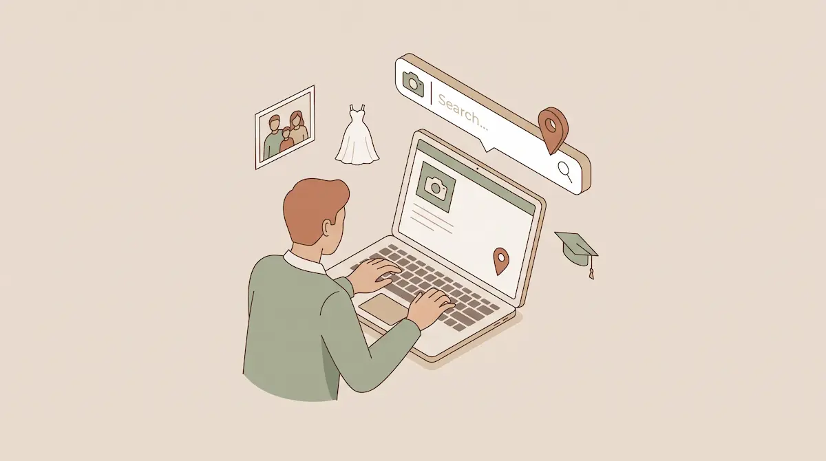 Orang mencari di laptop