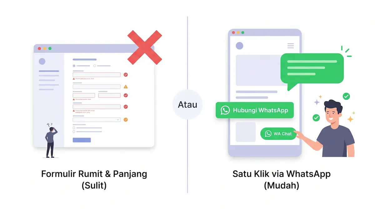 Formulir rumit vs. WhatsApp mudah