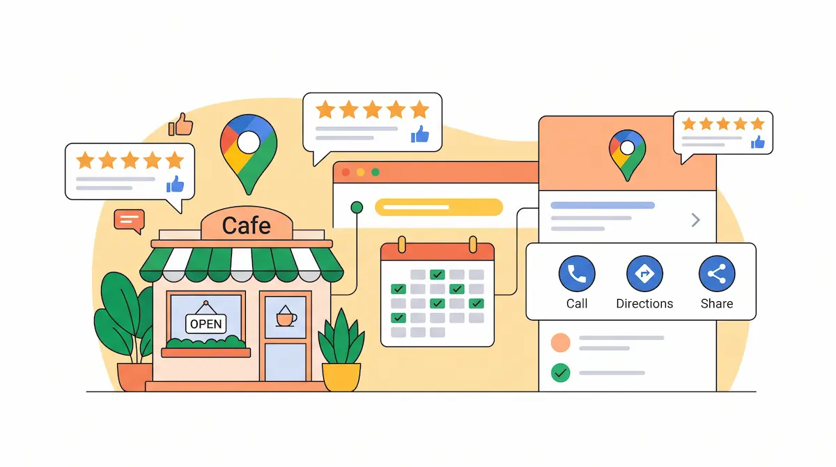kafe dengan ulasan dan kalender