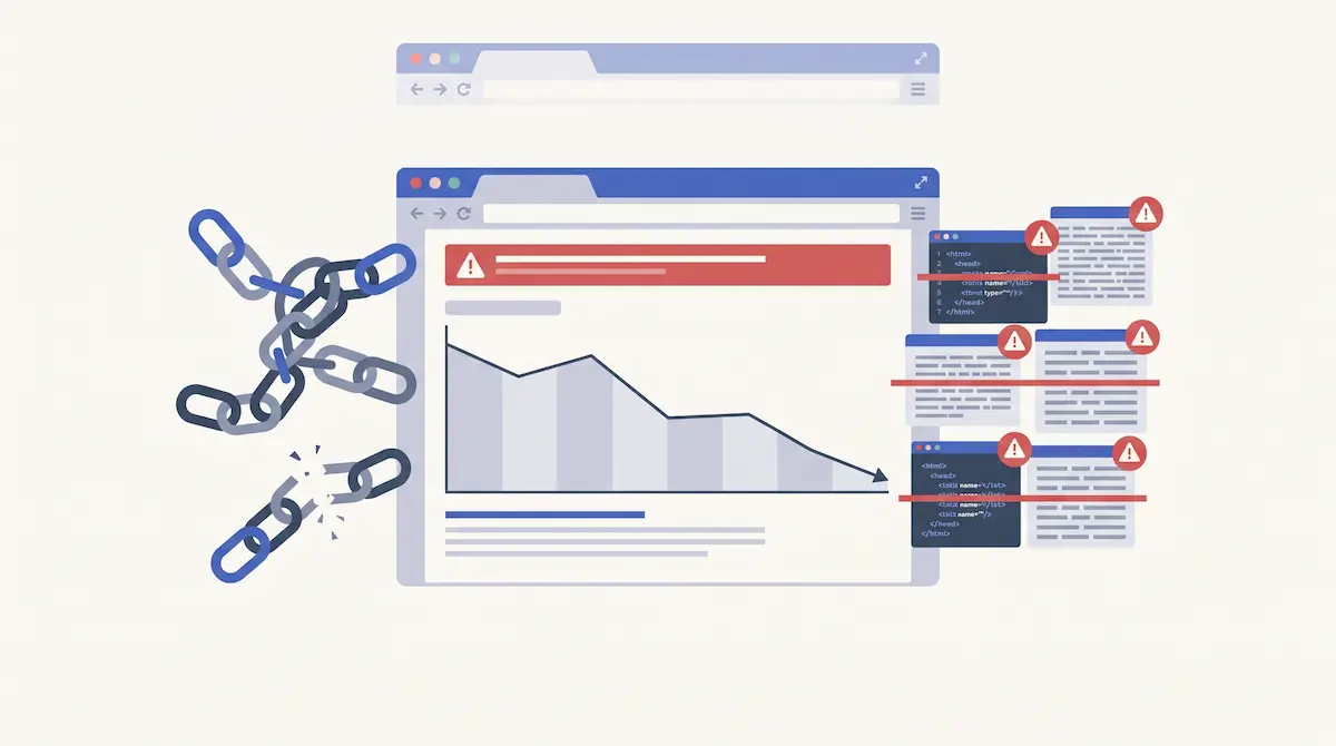 Peringatan tautan rusak, penurunan data