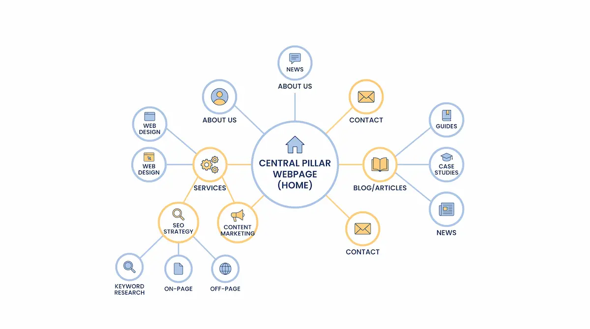 Diagram situs web terpusat.
